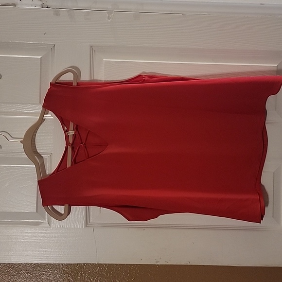 Cato Tops - Red shirt, lace-up design